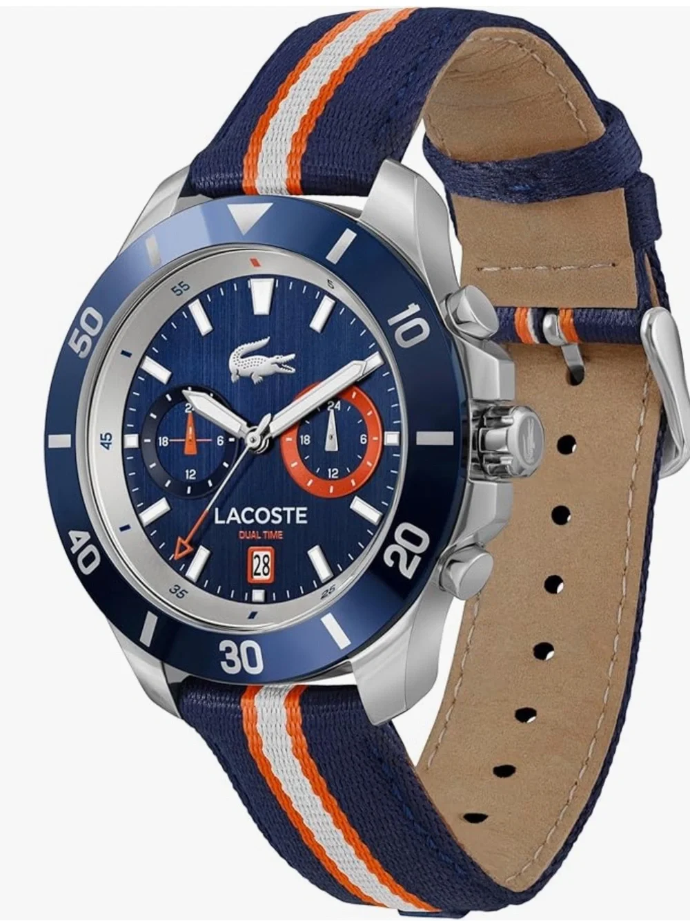 Blue Lacoste Blue and Orange Sport Chronograph Watch